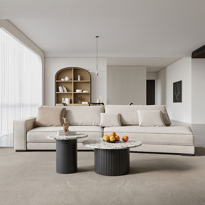 Divano braccio inclinata glam contemporaneo con cuscini divano in pelle genuina in grigio