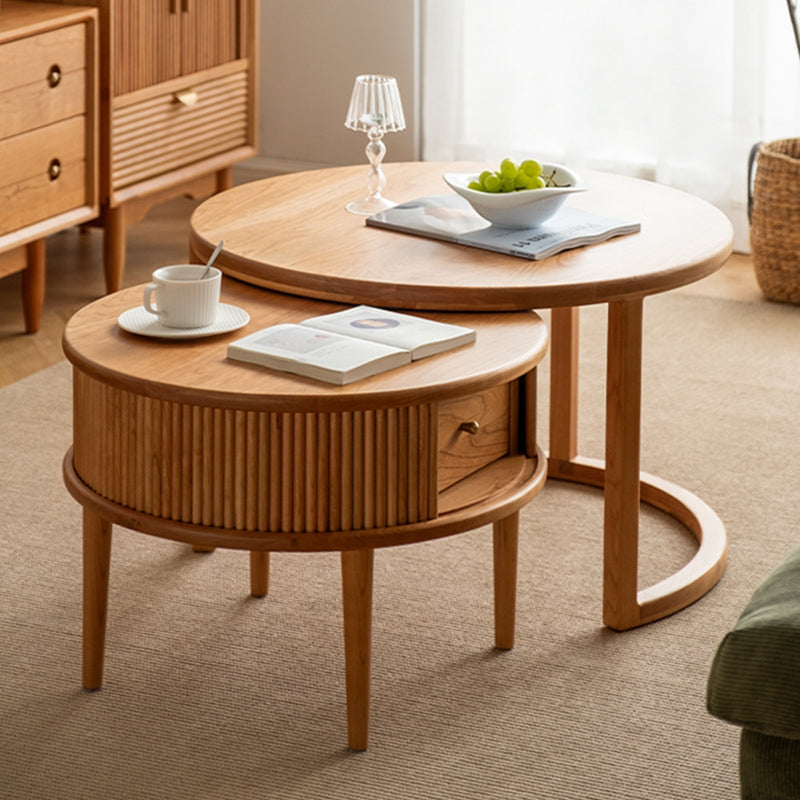 Table basse contemporaine Table basse ronde en bois massif