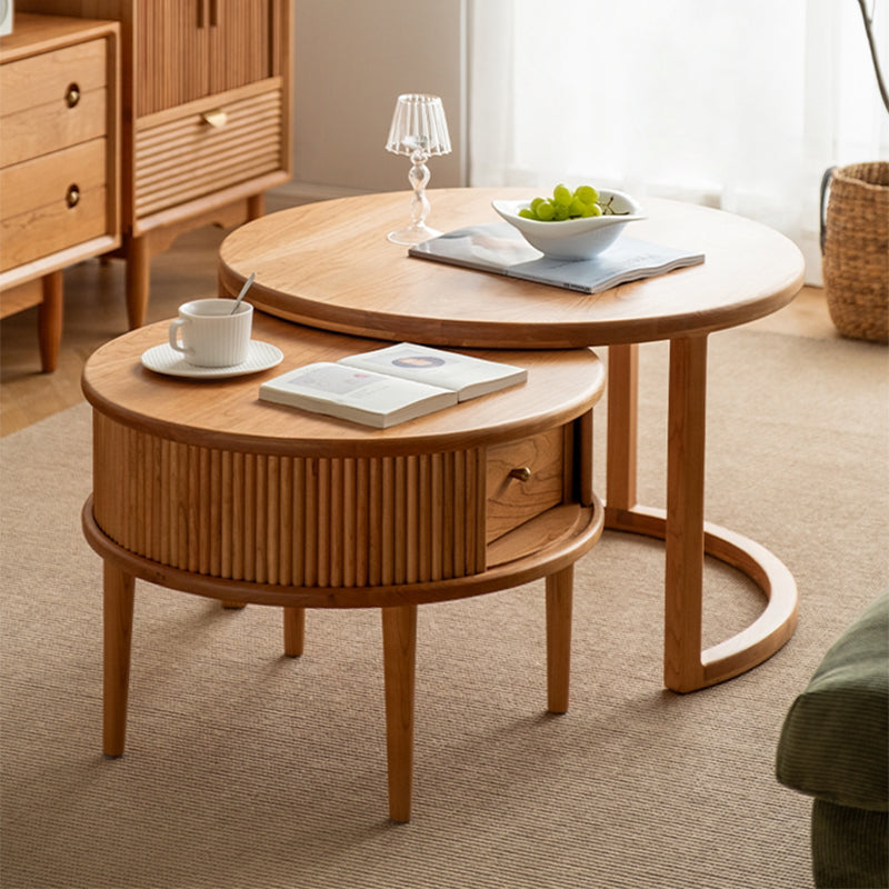 Table basse contemporaine Table basse ronde en bois massif