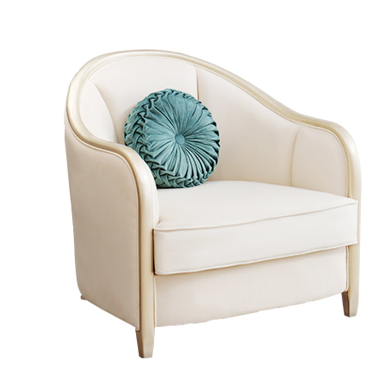 Contemporary Genuine Leather White Cushions Living Room Settee