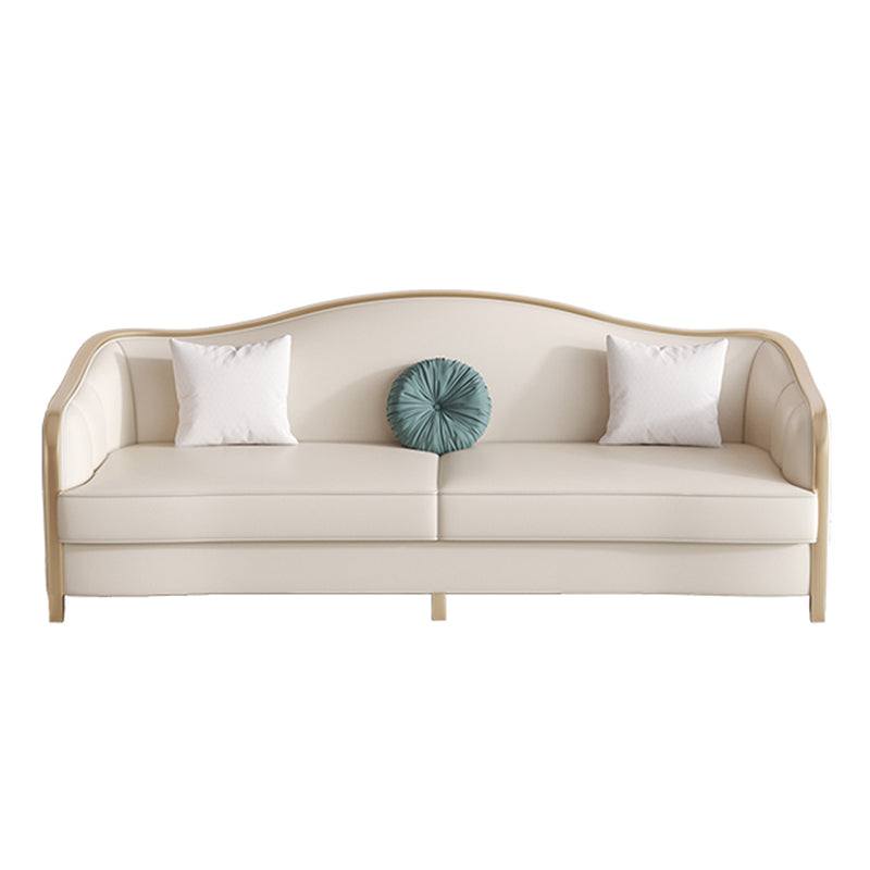 Contemporary Genuine Leather White Cushions Living Room Settee