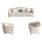 Contemporary Genuine Leather White Cushions Living Room Settee