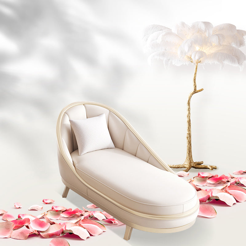 Contemporary Genuine Leather White Cushions Living Room Settee