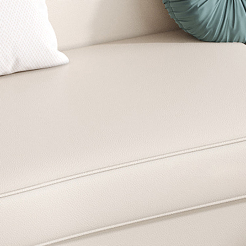 Contemporary Genuine Leather White Cushions Living Room Settee
