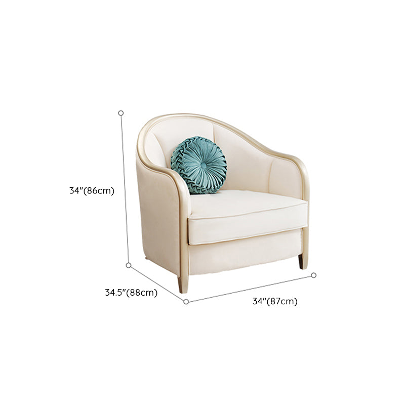 Contemporary Genuine Leather White Cushions Living Room Settee