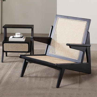 Industrial Accent Armchair Solid Wood Frame No Distressing Living Room Arm Chair Cotton and Linen Black 1 Piece Clearhalo 'Accent Chairs' 'accent_chairs' 'Chairs & Seating' 'furn' 'furn_accent_chairs' 'Furniture' 'Living Room Furniture' 6905630