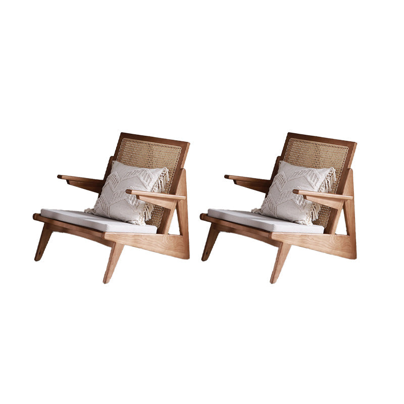 Industrial Accent Armchair Solid Wood Frame No Distressing Living Room Arm Chair Cotton and Linen Brown 2 Piece Set Clearhalo 'Accent Chairs' 'accent_chairs' 'Chairs & Seating' 'furn' 'furn_accent_chairs' 'Furniture' 'Living Room Furniture' 6905632