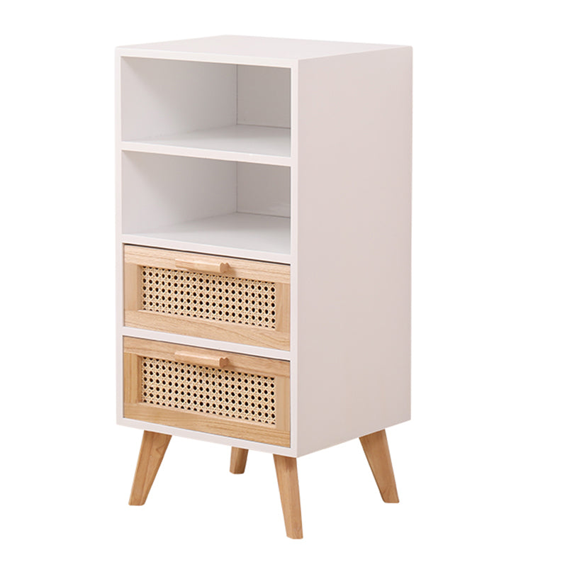 Wicker Rattan Accent Cabinet Bar Pulls Handle Design Storage Cabinet 16"L x 14"W x 32"H White Clearhalo 'Cabinets & Chests' 'cabinets_chests' 'furn' 'furn_cabinets_chests' 'Furniture' 'Living Room Furniture' 6905688