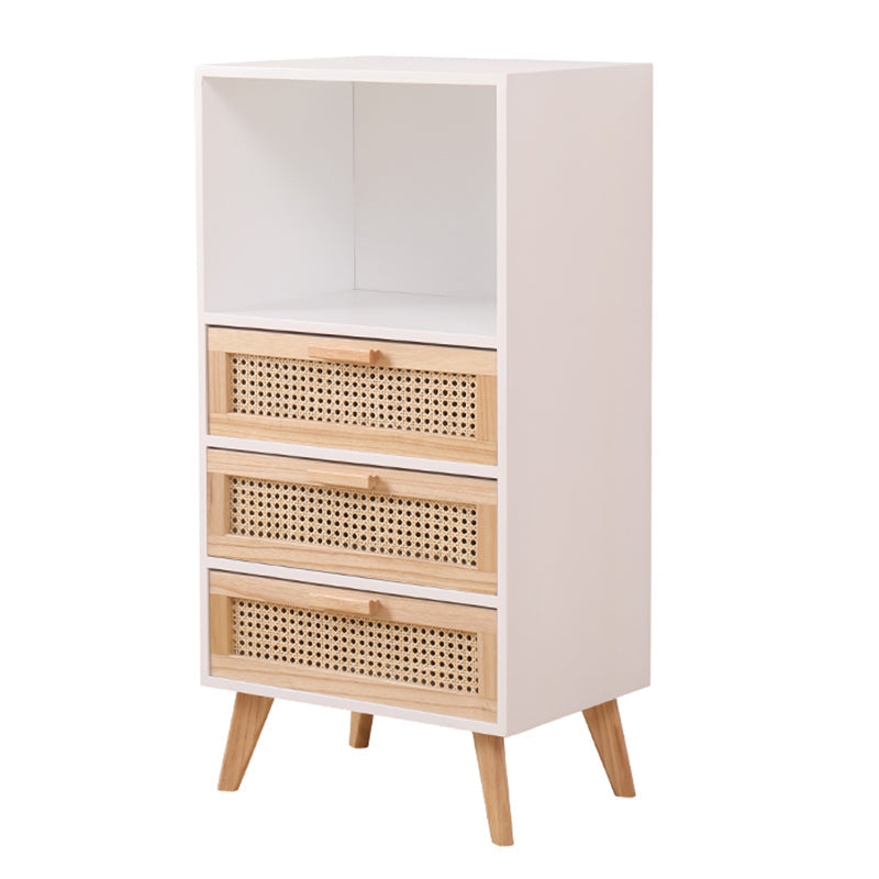 Wicker Rattan Accent Cabinet Bar Pulls Handle Design Storage Cabinet 20"L x 14"W x 39"H White Clearhalo 'Cabinets & Chests' 'cabinets_chests' 'furn' 'furn_cabinets_chests' 'Furniture' 'Living Room Furniture' 6905689
