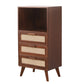 Wicker Rattan Accent Cabinet Bar Pulls Handle Design Storage Cabinet 20"L x 14"W x 39"H Walnut Clearhalo 'Cabinets & Chests' 'cabinets_chests' 'furn' 'furn_cabinets_chests' 'Furniture' 'Living Room Furniture' 6905693