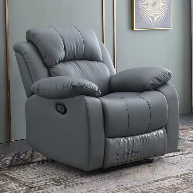 Solid Color Home Theater Recliner Bonded Leather Contemporary Chair for Home Clearhalo 'Chairs & Seating' 'furn' 'furn_recliners' 'Furniture' 'Living Room Furniture' 'Recliners' 6905705