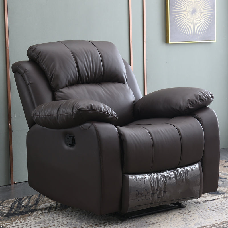 Solid Color Home Theater Recliner Bonded Leather Contemporary Chair for Home Brown Clearhalo 'Chairs & Seating' 'furn' 'furn_recliners' 'Furniture' 'Living Room Furniture' 'Recliners' 6905711