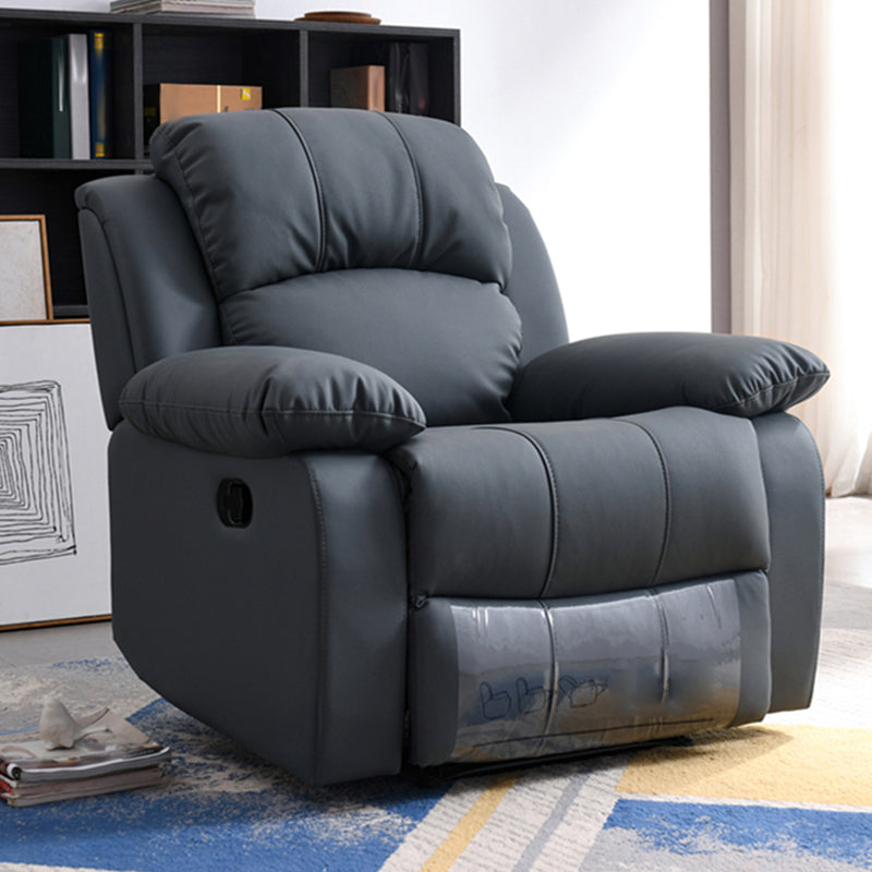 Solid Color Home Theater Recliner Bonded Leather Contemporary Chair for Home Dark Gray Clearhalo 'Chairs & Seating' 'furn' 'furn_recliners' 'Furniture' 'Living Room Furniture' 'Recliners' 6905713