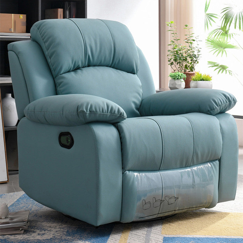 Solid Color Home Theater Recliner Bonded Leather Contemporary Chair for Home Dark Blue Clearhalo 'Chairs & Seating' 'furn' 'furn_recliners' 'Furniture' 'Living Room Furniture' 'Recliners' 6905717