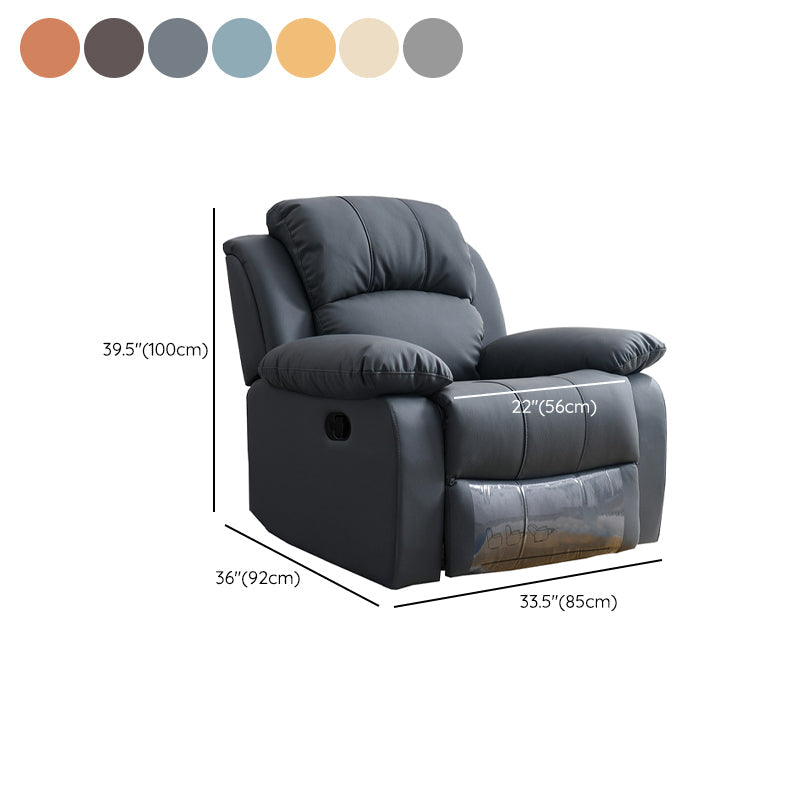 Solid Color Home Theater Recliner Bonded Leather Contemporary Chair for Home Clearhalo 'Chairs & Seating' 'furn' 'furn_recliners' 'Furniture' 'Living Room Furniture' 'Recliners' 6905720