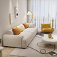 Scandinavian Fabric Stationary Sofa Recessed Arm Sofa with Pillows