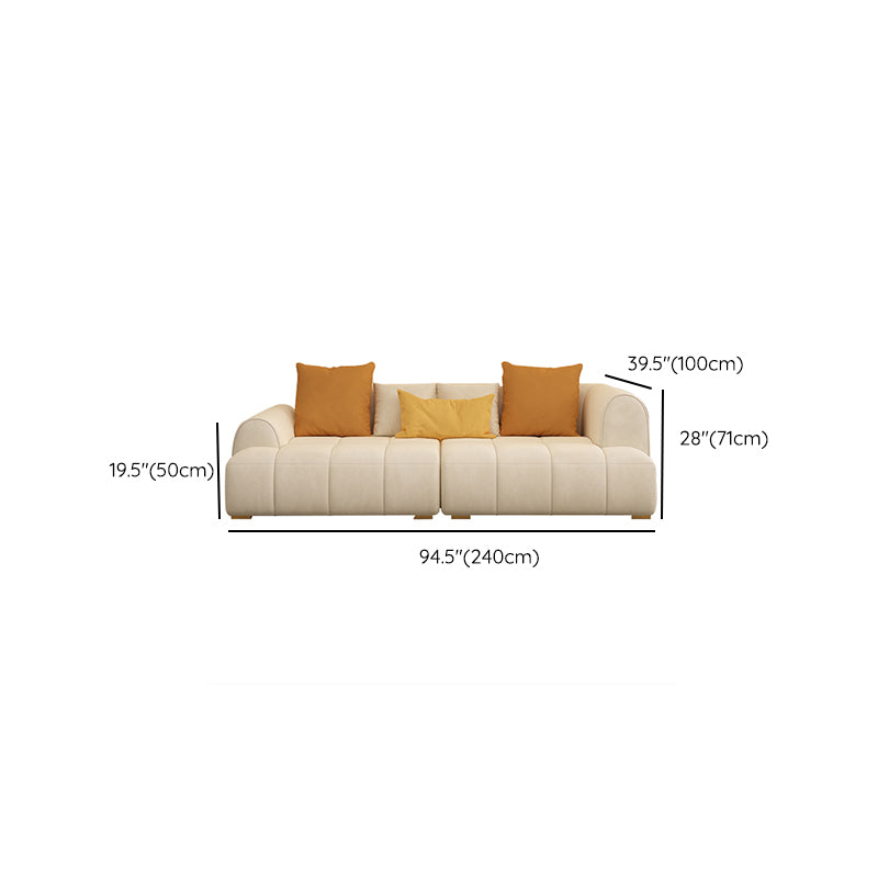 Scandinavian Fabric Stationary Sofa Recessed Arm Sofa with Pillows