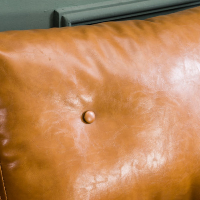 Sofá glamorosa con 2 almohadas Sala de estar de cuero de brazo cuadrado