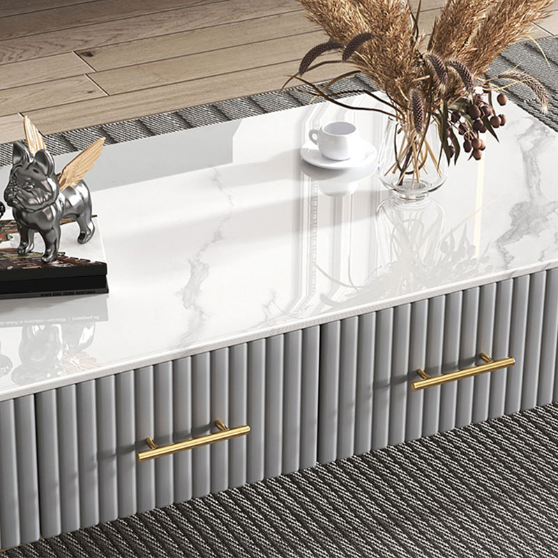 4 Legs Slate Rectangular Coffee Table Modern Single Coffee Table with Drawer Clearhalo 'Coffee & Accent Tables' 'Coffee Tables' 'coffee_tables' 'furn' 'furn_coffee_tables' 'Furniture' 'Living Room Furniture' 6905798