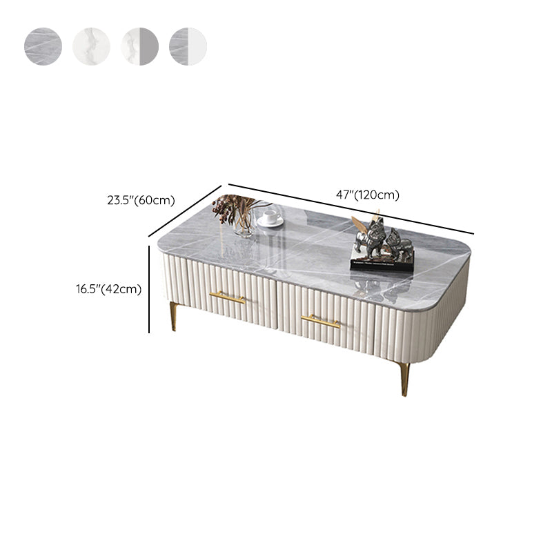 4 Legs Slate Rectangular Coffee Table Modern Single Coffee Table with Drawer Clearhalo 'Coffee & Accent Tables' 'Coffee Tables' 'coffee_tables' 'furn' 'furn_coffee_tables' 'Furniture' 'Living Room Furniture' 6905804