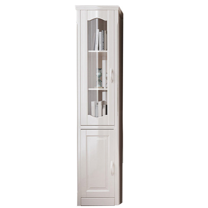 Contemporary Glass Paned Cabinet in Rubberwood 1/2-Door Solid Wood Storage Cabinet 19"L x 16"W x 77"H White Clearhalo 'Cabinets & Chests' 'cabinets_chests' 'furn' 'furn_cabinets_chests' 'Furniture' 'Living Room Furniture' 6905857