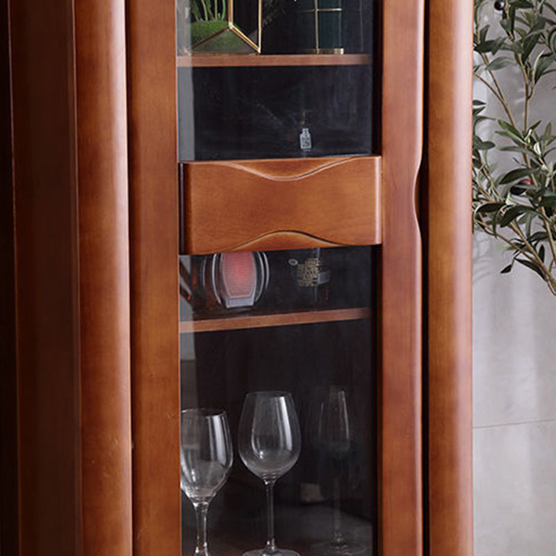 Contemporary Glass Paned Cabinet in Rubberwood 1/2-Door Solid Wood Storage Cabinet Clearhalo 'Cabinets & Chests' 'cabinets_chests' 'furn' 'furn_cabinets_chests' 'Furniture' 'Living Room Furniture' 6905866