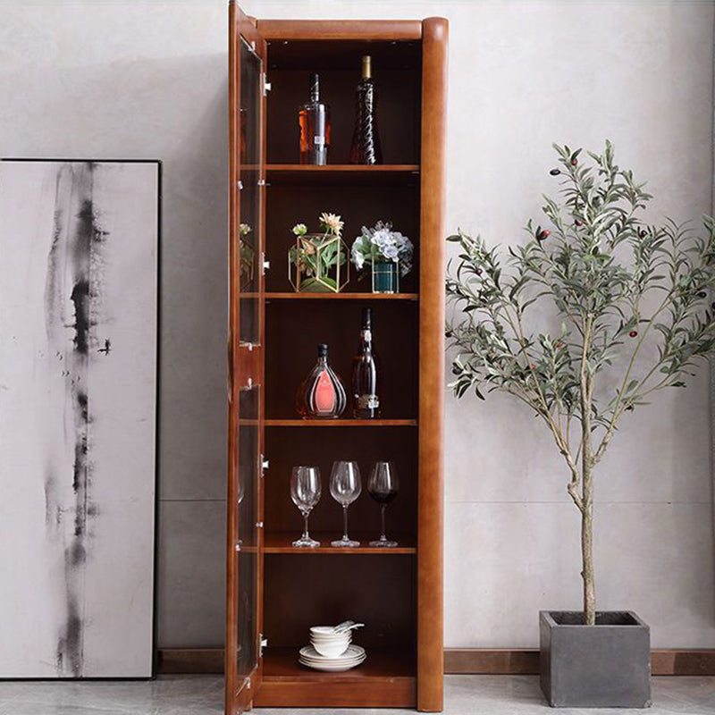 Contemporary Glass Paned Cabinet in Rubberwood 1/2-Door Solid Wood Storage Cabinet Clearhalo 'Cabinets & Chests' 'cabinets_chests' 'furn' 'furn_cabinets_chests' 'Furniture' 'Living Room Furniture' 6905873