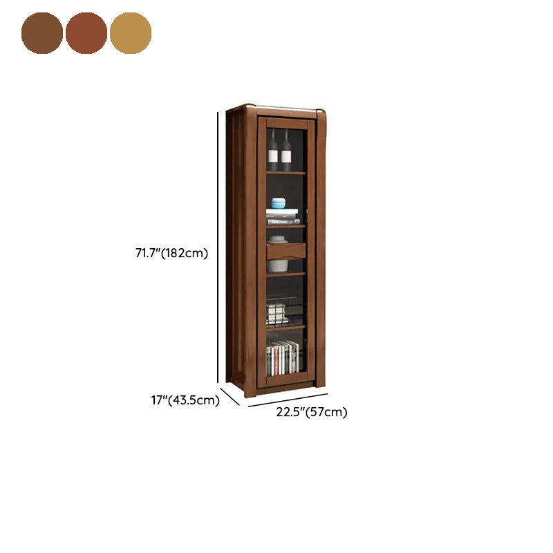 Contemporary Glass Paned Cabinet in Rubberwood 1/2-Door Solid Wood Storage Cabinet Clearhalo 'Cabinets & Chests' 'cabinets_chests' 'furn' 'furn_cabinets_chests' 'Furniture' 'Living Room Furniture' 6905876