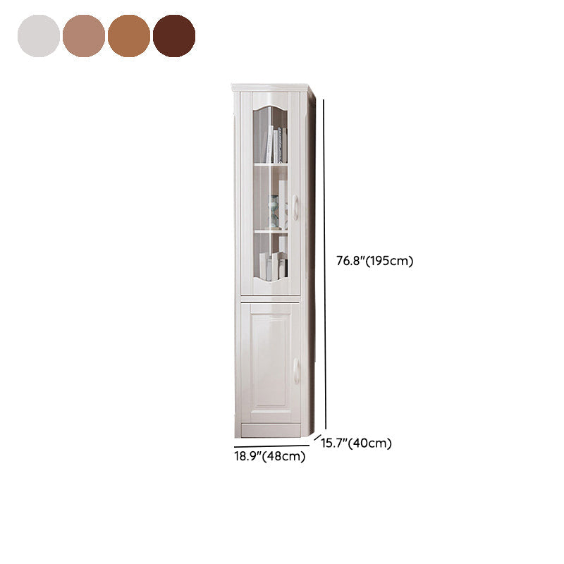 Contemporary Glass Paned Cabinet in Rubberwood 1/2-Door Solid Wood Storage Cabinet Clearhalo 'Cabinets & Chests' 'cabinets_chests' 'furn' 'furn_cabinets_chests' 'Furniture' 'Living Room Furniture' 6905877