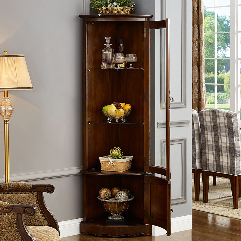 Industrial Triangle Accent Cabinet Solid Wood Storage Cabinet with Glass Doors Clearhalo 'Cabinets & Chests' 'cabinets_chests' 'furn' 'furn_cabinets_chests' 'Furniture' 'Living Room Furniture' 6905881