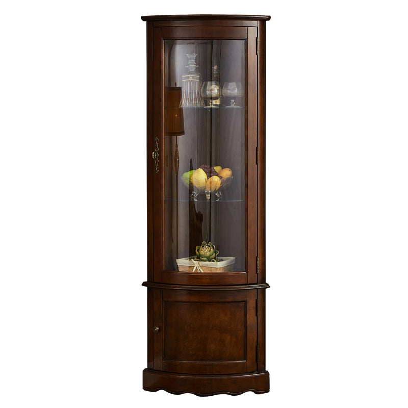 Industrial Triangle Accent Cabinet Solid Wood Storage Cabinet with Glass Doors Clearhalo 'Cabinets & Chests' 'cabinets_chests' 'furn' 'furn_cabinets_chests' 'Furniture' 'Living Room Furniture' 6905887