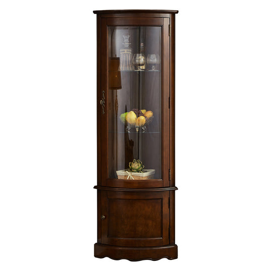 Industrial Triangle Accent Cabinet Solid Wood Storage Cabinet with Glass Doors Clearhalo 'Cabinets & Chests' 'cabinets_chests' 'furn' 'furn_cabinets_chests' 'Furniture' 'Living Room Furniture' 6905887