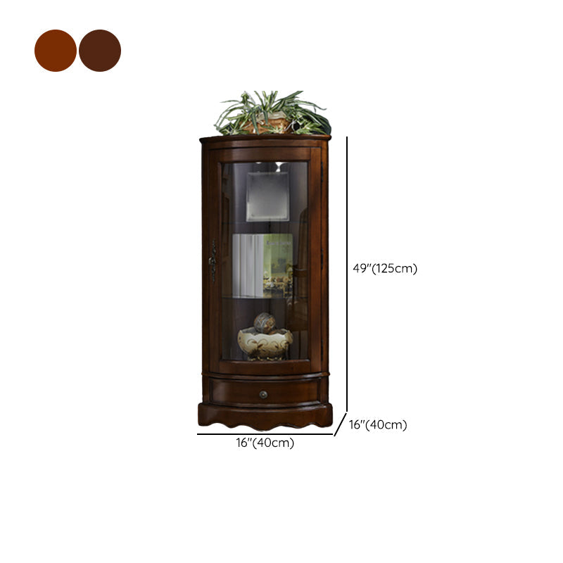 Industrial Triangle Accent Cabinet Solid Wood Storage Cabinet with Glass Doors Clearhalo 'Cabinets & Chests' 'cabinets_chests' 'furn' 'furn_cabinets_chests' 'Furniture' 'Living Room Furniture' 6905889