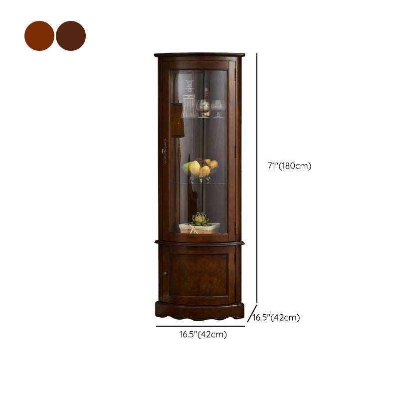 Industrial Triangle Accent Cabinet Solid Wood Storage Cabinet with Glass Doors Clearhalo 'Cabinets & Chests' 'cabinets_chests' 'furn' 'furn_cabinets_chests' 'Furniture' 'Living Room Furniture' 6905890