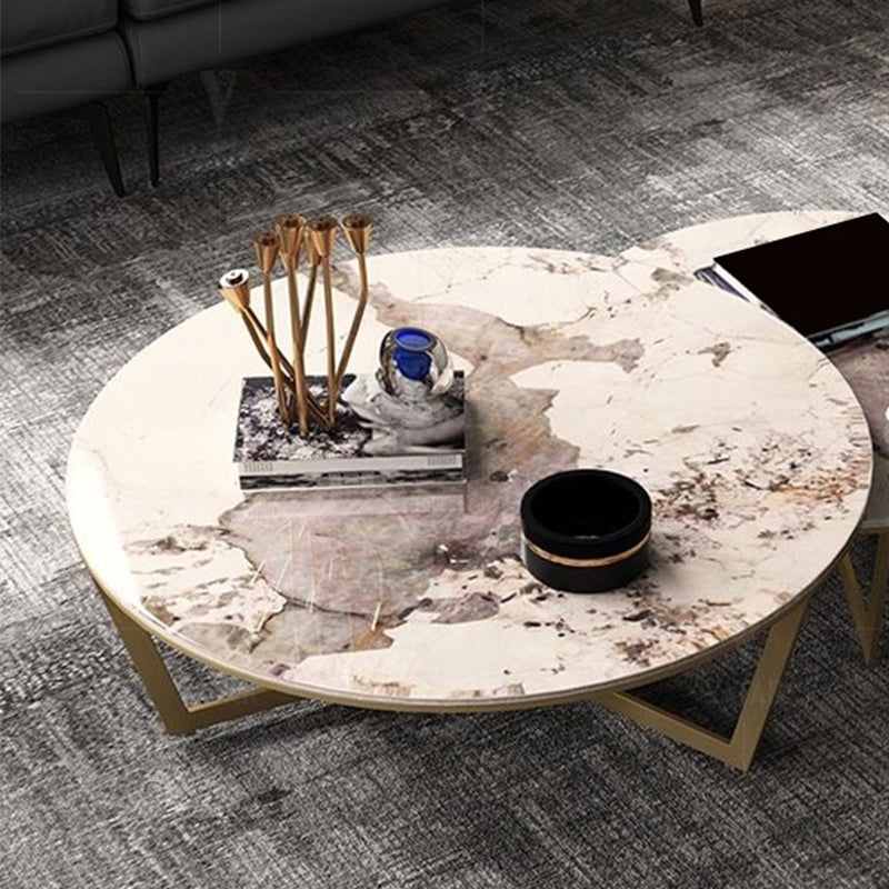 Table basse ronde en ardoise sans cadre pénible, ensemble de tables basses gigognes