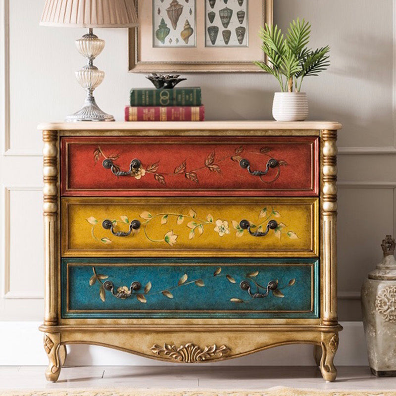 Industrial Chest with Drawers and Cabriole Legs in Distressed Wood Gold 3 Clearhalo 'Cabinets & Chests' 'cabinets_chests' 'furn' 'furn_cabinets_chests' 'Furniture' 'Living Room Furniture' 6906025