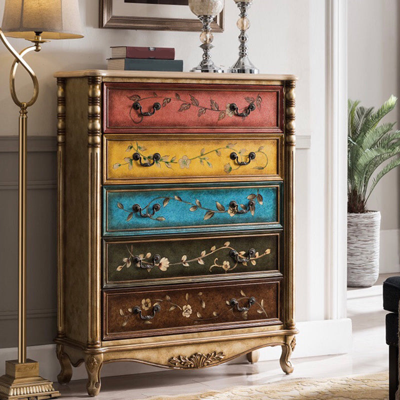 Industrial Chest with Drawers and Cabriole Legs in Distressed Wood Gold 5 Clearhalo 'Cabinets & Chests' 'cabinets_chests' 'furn' 'furn_cabinets_chests' 'Furniture' 'Living Room Furniture' 6906029