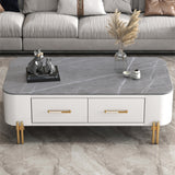 Slate Rectangular Coffee Table 4 Legs Single Coffee Table with 2 Drawers Clearhalo 'Coffee & Accent Tables' 'Coffee Tables' 'coffee_tables' 'furn' 'furn_coffee_tables' 'Furniture' 'Living Room Furniture' 6906066