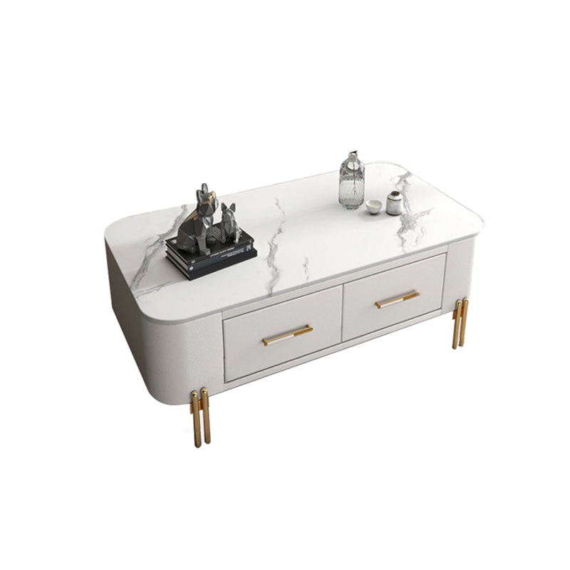 Slate Rectangular Coffee Table 4 Legs Single Coffee Table with 2 Drawers Clearhalo 'Coffee & Accent Tables' 'Coffee Tables' 'coffee_tables' 'furn' 'furn_coffee_tables' 'Furniture' 'Living Room Furniture' 6906067