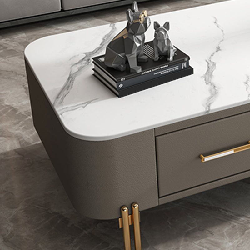 Slate Rectangular Coffee Table 4 Legs Single Coffee Table with 2 Drawers Clearhalo 'Coffee & Accent Tables' 'Coffee Tables' 'coffee_tables' 'furn' 'furn_coffee_tables' 'Furniture' 'Living Room Furniture' 6906069