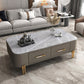 Slate Rectangular Coffee Table 4 Legs Single Coffee Table with 2 Drawers Grey Clearhalo 'Coffee & Accent Tables' 'Coffee Tables' 'coffee_tables' 'furn' 'furn_coffee_tables' 'Furniture' 'Living Room Furniture' 6906072