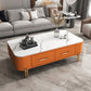 Slate Rectangular Coffee Table 4 Legs Single Coffee Table with 2 Drawers White-Orange Clearhalo 'Coffee & Accent Tables' 'Coffee Tables' 'coffee_tables' 'furn' 'furn_coffee_tables' 'Furniture' 'Living Room Furniture' 6906073