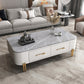 Slate Rectangular Coffee Table 4 Legs Single Coffee Table with 2 Drawers Gray-White Clearhalo 'Coffee & Accent Tables' 'Coffee Tables' 'coffee_tables' 'furn' 'furn_coffee_tables' 'Furniture' 'Living Room Furniture' 6906076