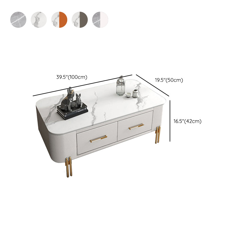 Slate Rectangular Coffee Table 4 Legs Single Coffee Table with 2 Drawers Clearhalo 'Coffee & Accent Tables' 'Coffee Tables' 'coffee_tables' 'furn' 'furn_coffee_tables' 'Furniture' 'Living Room Furniture' 6906077