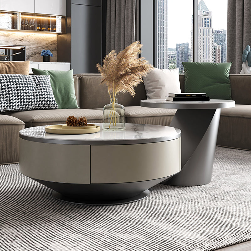 Pedestal Coffee Table Set Slate Round Coffee Table for Living Room Clearhalo 'Coffee & Accent Tables' 'Coffee Tables' 'coffee_tables' 'furn' 'furn_coffee_tables' 'Furniture' 'Living Room Furniture' 6906082