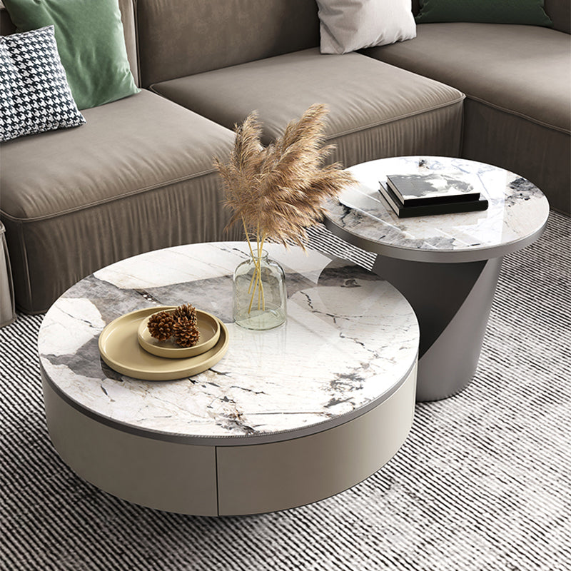 Pedestal Coffee Table Set Slate Round Coffee Table for Living Room Clearhalo 'Coffee & Accent Tables' 'Coffee Tables' 'coffee_tables' 'furn' 'furn_coffee_tables' 'Furniture' 'Living Room Furniture' 6906083