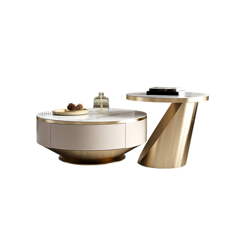 Pedestal Coffee Table Set Slate Round Coffee Table for Living Room Clearhalo 'Coffee & Accent Tables' 'Coffee Tables' 'coffee_tables' 'furn' 'furn_coffee_tables' 'Furniture' 'Living Room Furniture' 6906084