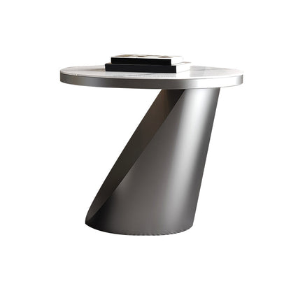 Pedestal Coffee Table Set Slate Round Coffee Table for Living Room 23.6"L x 23.6"W x 20"H Black Clearhalo 'Coffee & Accent Tables' 'Coffee Tables' 'coffee_tables' 'furn' 'furn_coffee_tables' 'Furniture' 'Living Room Furniture' 6906091