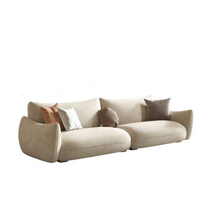 Modern Fabric Sectional with Bolster Pillows 31.5" Tall White L-shape Sectional 87"L x 39.5"W x 31.5"H Flannel Horizontal Clearhalo 'furn' 'furn_sectionals' 'Furniture' 'Living Room Furniture' 'Sectionals' 6906101