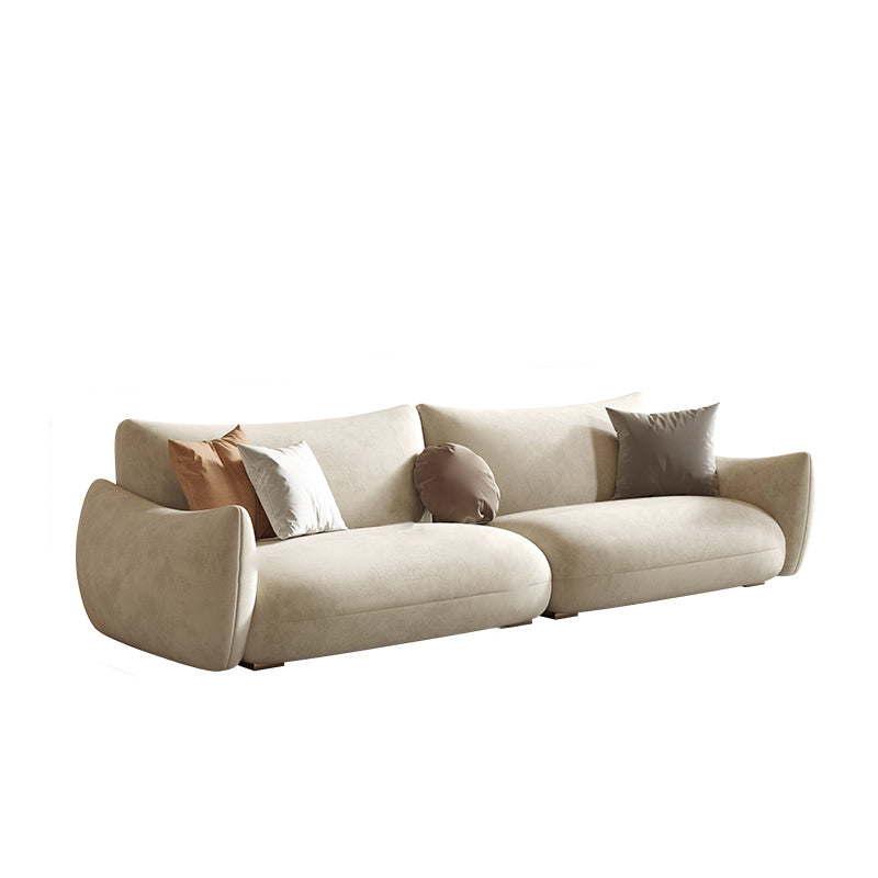 Modern Fabric Sectional with Bolster Pillows 31.5" Tall White L-shape Sectional 98.5"L x 39"W x 31.5"H Flannel Horizontal Clearhalo 'furn' 'furn_sectionals' 'Furniture' 'Living Room Furniture' 'Sectionals' 6906102